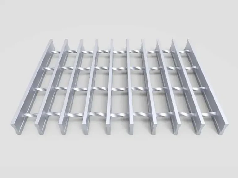 Swaged i bar aluminum grating