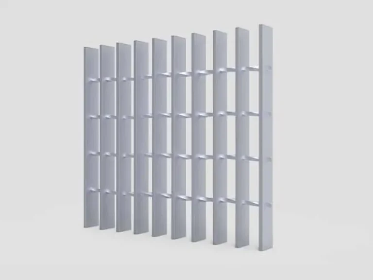 Swaged rectangular aluminum grating vertical